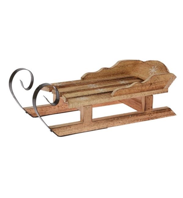 Slitta In Legno 34X14X11Cm - Decorazione Natalizia