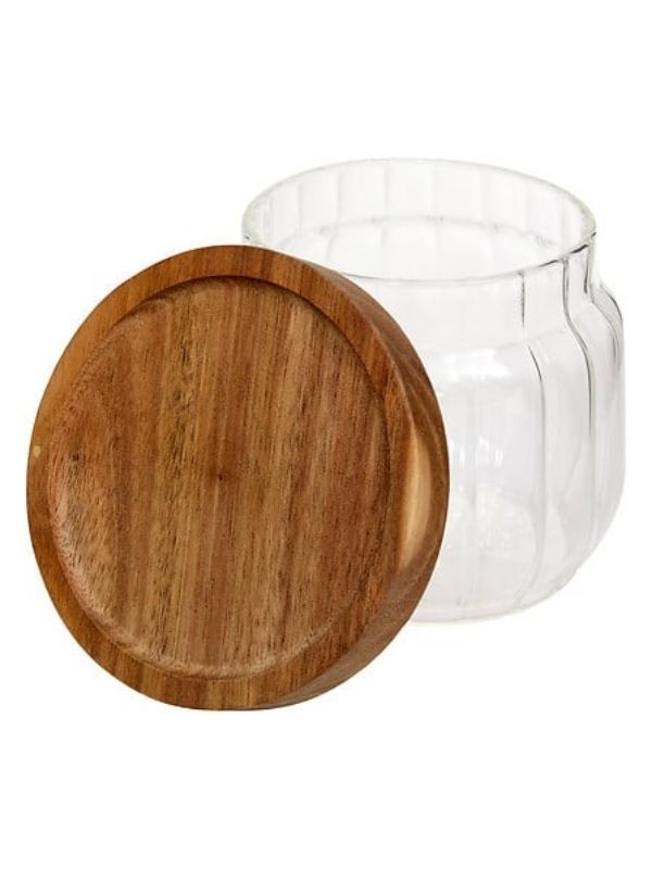 Organiseur De Cuisine En Verre Et Bois Harmony 9X8.5Cm
