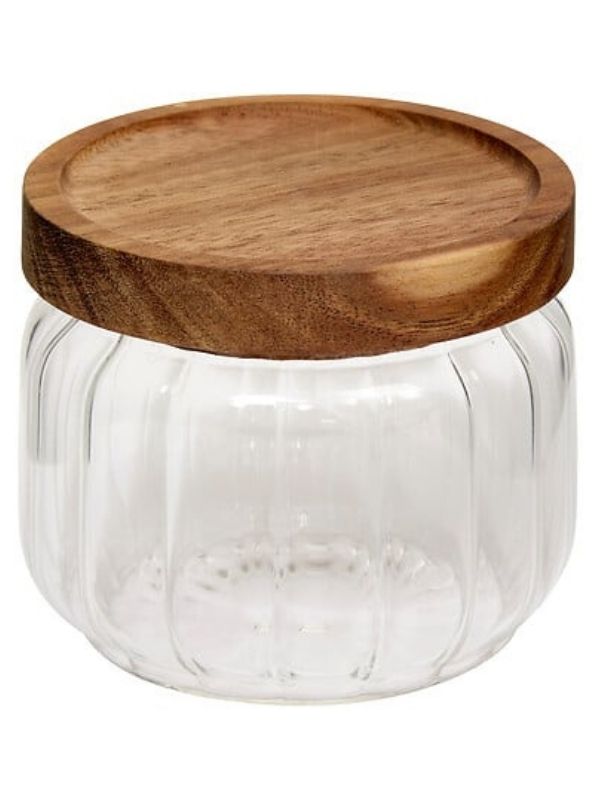 Organiseur De Cuisine En Verre Et Bois Harmony 9X8.5Cm