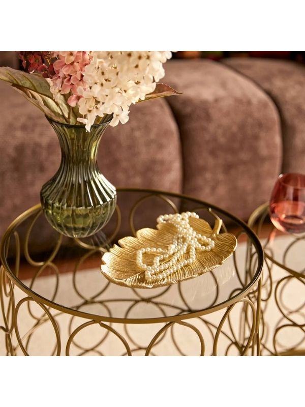 Goldener Geldbeutel In Federform Wohnaccessoires 25X15Cm