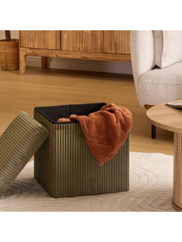 Pouf Pliable Déco Arum Kaki 38X38Cm