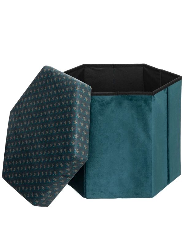 Pouf De Rangement Jiling Bleu 40X38Cm