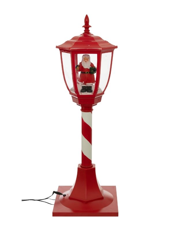 Decorazione Natalizia Lanterna Rossa Con 30 Led Bianco Freddo 90Cm