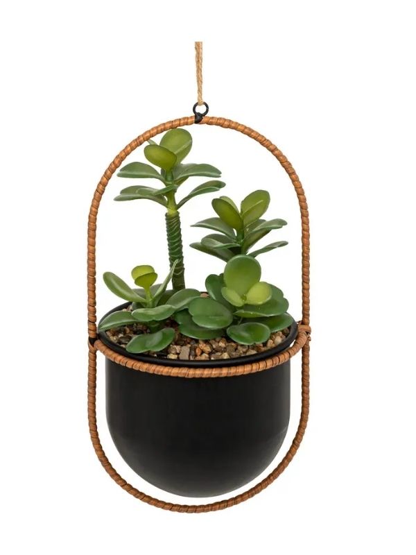 Déco Tyla Piante Artificiali Con Vaso Nero Da Appendere 31Cm
