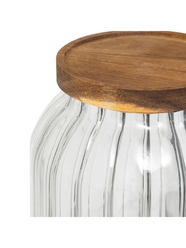 Organiseur De Cuisine En Verre Et Bois Harmony 14.6X23Cm