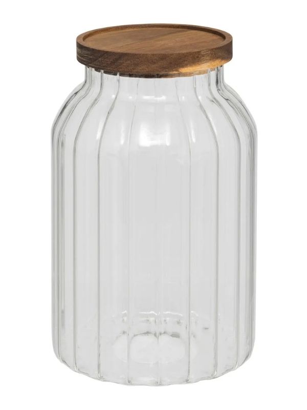 Organiseur De Cuisine En Verre Et Bois Harmony 14.6X23Cm