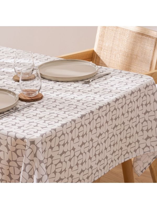 Bedruckte Schmutzabweisende Tischdecke Yahto Beige 140X240Cm
