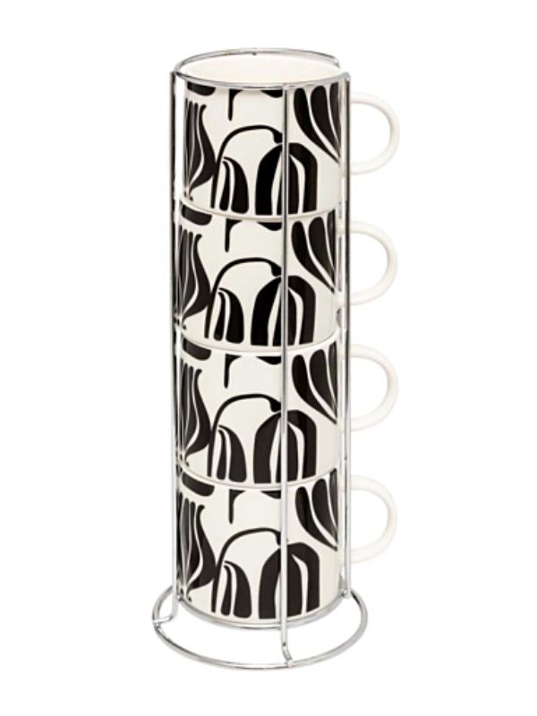 Support Avec 4 Tasses En Céramique Twisted Lime 23Cl