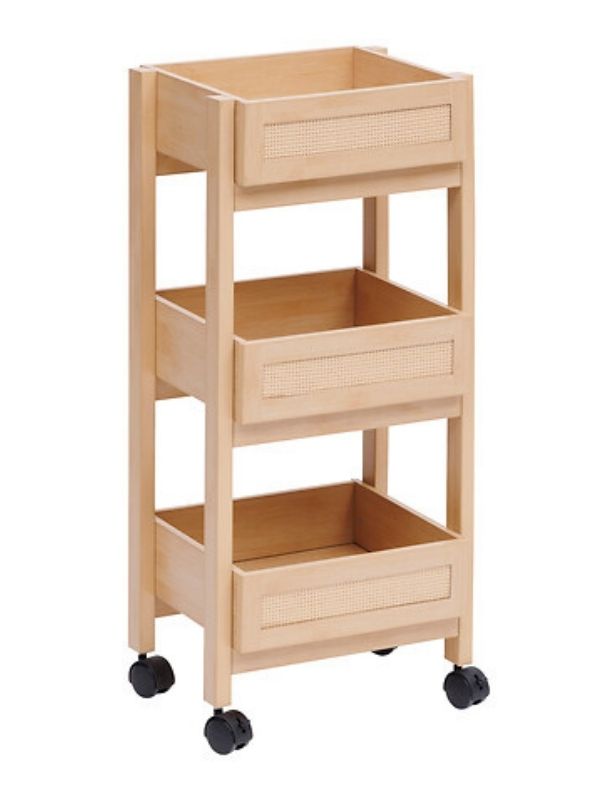 Armoire De Salle De Bain En Bois Avec Roulettes 40X30X85.5Cm