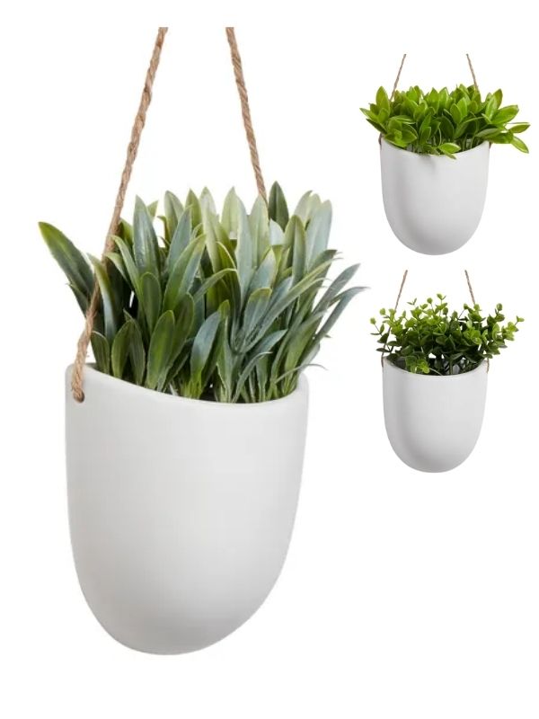 Déco Lily Pianta Artificiale Con Vaso In Ceramica Da Appendere 20Cm - Assortito