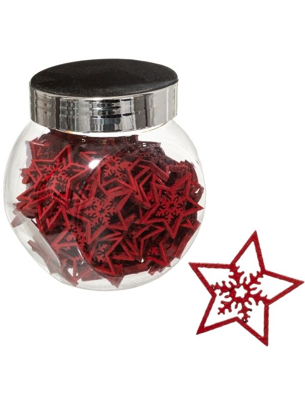 Weihnachts-Crativekraft Glas Mit 100 Roten Holzsternen 