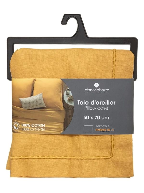 Federa In Cotone Per Cuscino Ocra 50X70Cm