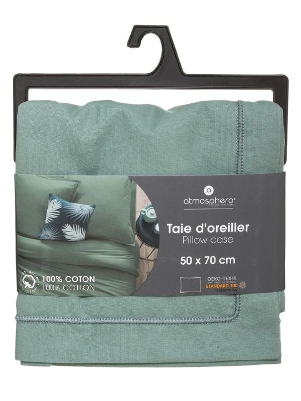 Federa In Cotone Per Cuscino Verde Celadon 50X70Cm
