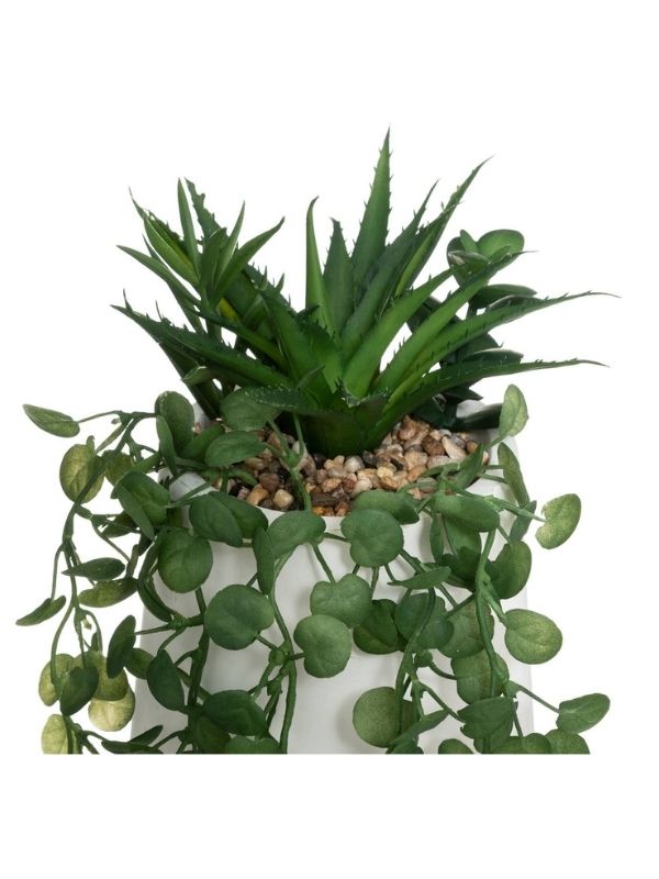 Déco Pianta Artificiale Con Vaso In Cemento Da Appendere 33Cm