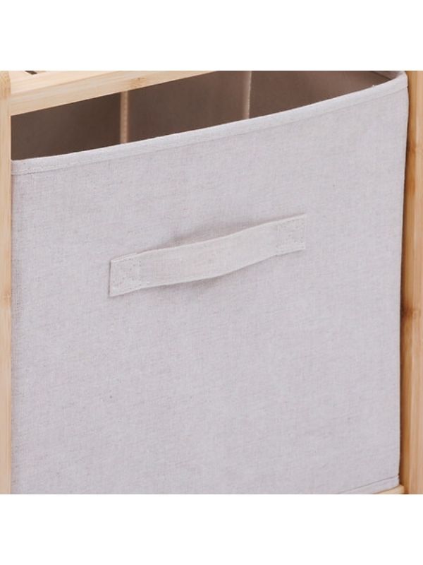Armoire De Salle De Bain 2 Compartiments Avec Paniers En Tissu 34,7X33X77,5Cm