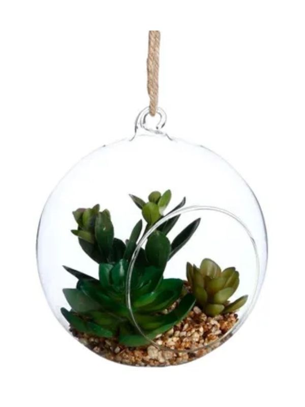 Déco Mini Hängendes Künstliches Terrarium In Glaskugel 16.5Cm