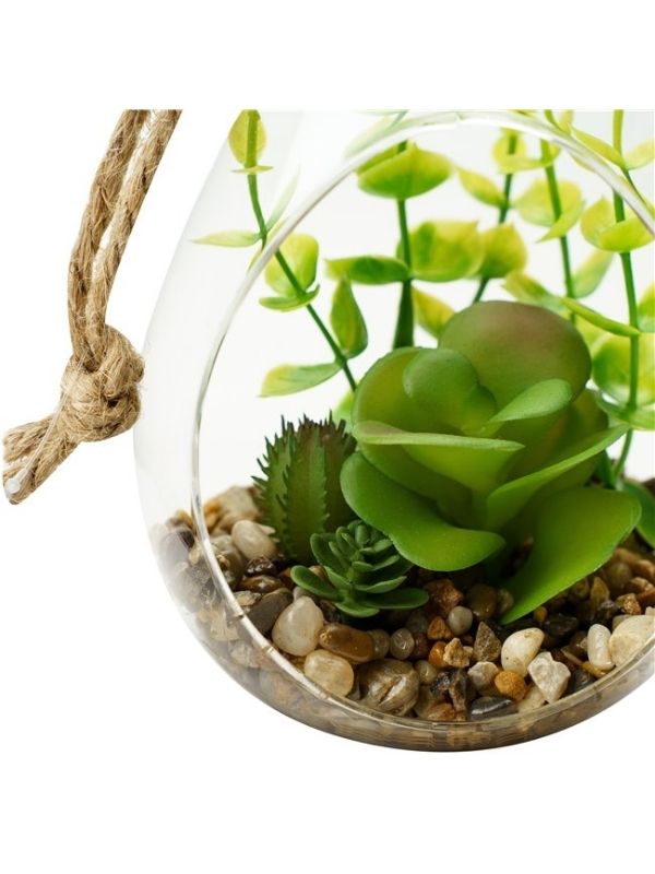 Déco Mini-Glastropfen-Kunstterrarium Zum Aufhängen 19.5Cm