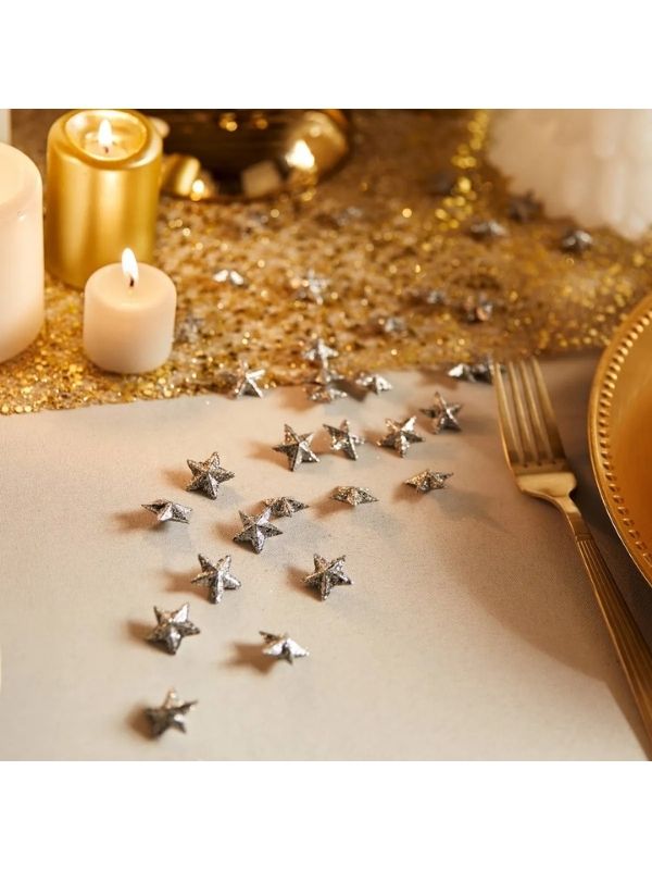 Weihnachts-Crativekraft Dose Mit Mini-Schlitzsternen Silber 2Cm