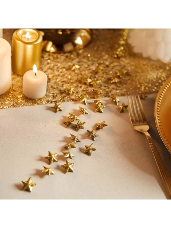 Weihnachts-Crativekraft Dose Mit Goldfarbenen Mini Glitzersterne 2Cm