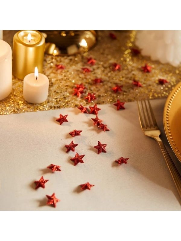 Weihnachts-Crativekraft Dose Mit Roten Mini-Schlitzsternen 2Cm