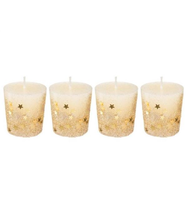 Bougies décoratives en or paillettes 4 pièces