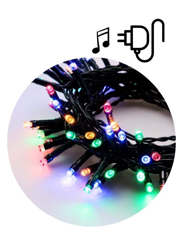 Lumières Musicales Multicolores Avec Câble 300 LED 15M