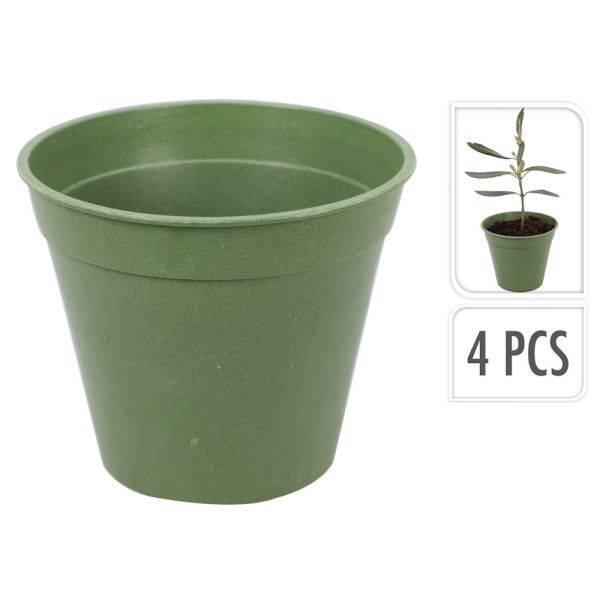 4 pots de pépinière en fibre de bambou 95 x 80 mm