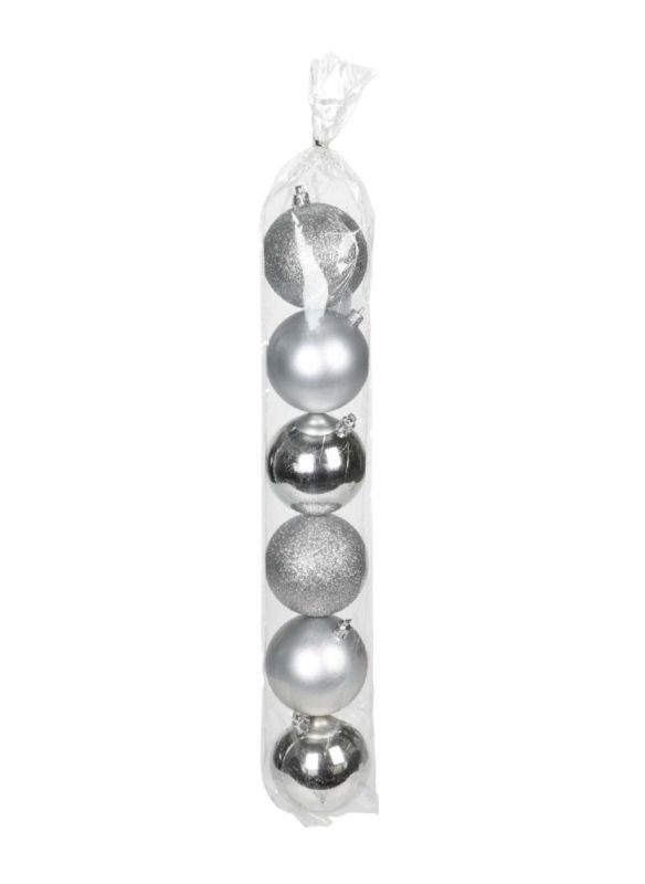 Bocce Natalizie per Albero Colore Argento 6 Pezzi