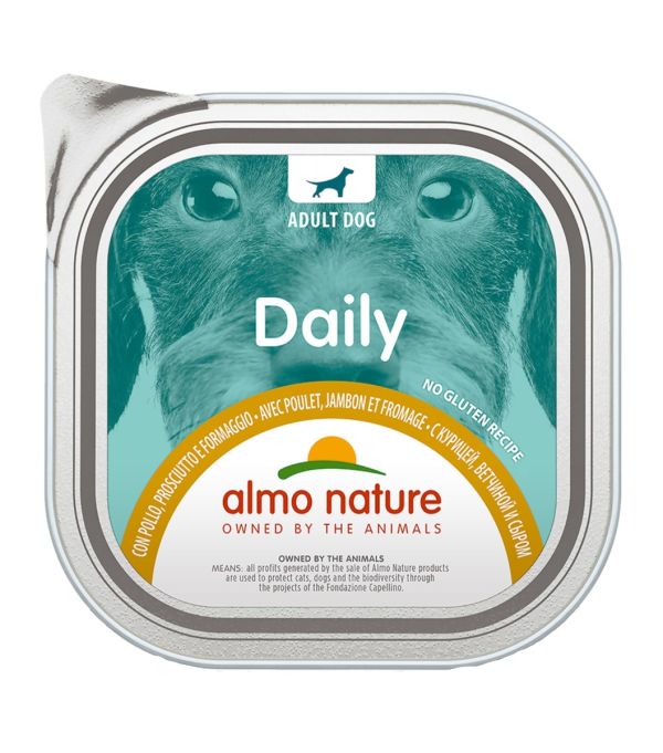 ALMO NATURE Daily Adult Dog Cibo Per Cani 300G - Pollo, Prosciutto E Formaggio