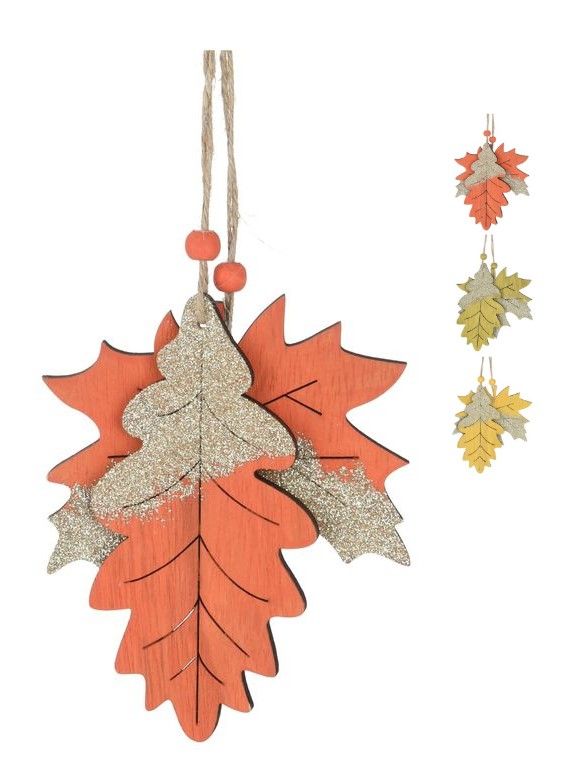 Pendentif En Bois En Forme De Feuilles D'Automne