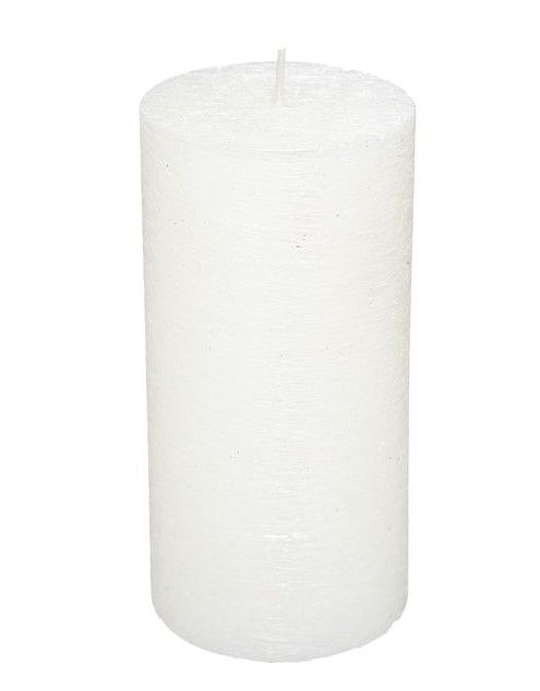Candela 'Spazzolata' Bianca 14X7Cm - Decorazione Natalizia