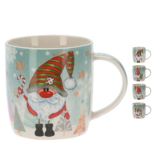 Becher Cup in Porzellan mit Weihnachtsdekorationen