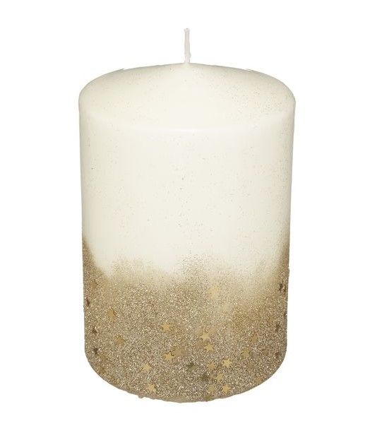 Gold Glitzer Kerze 15X10Cm - Weihnachtsdeko