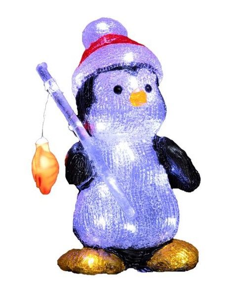 Pinguino Di Natale Luminoso In Acrilico 25Cm - Decorazione Natalizia
