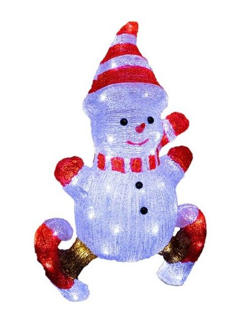 Leuchtender Acryl-Schneemann Mit Schlittschuhen 50Cm - Weihnachtsdeko