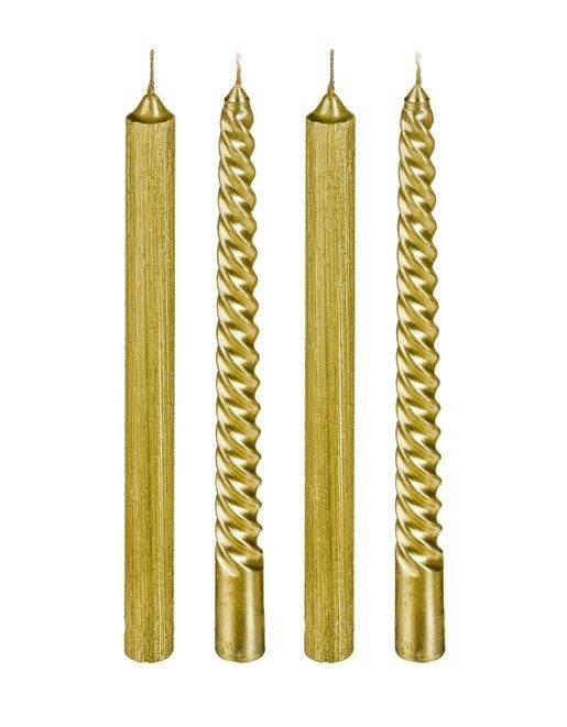4 Candele Glitterate Oro 48G - Decorazione Natalizia