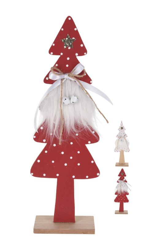 Albero di Natale in Legno Bianco e Rosso