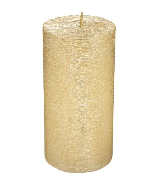 Candela 'Spazzolata' Oro 14X7Cm - Decorazione Natalizia