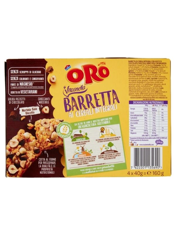 ORO Saiwa Vollkornmüsliriegel Mit Zartbitterschokolade Und Haselnüssen 4X40G
