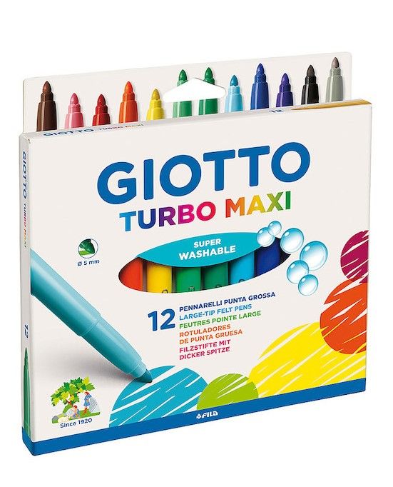 GIOTTO Turbo Maxi Couleurs Lavables - 12 Marqueurs
