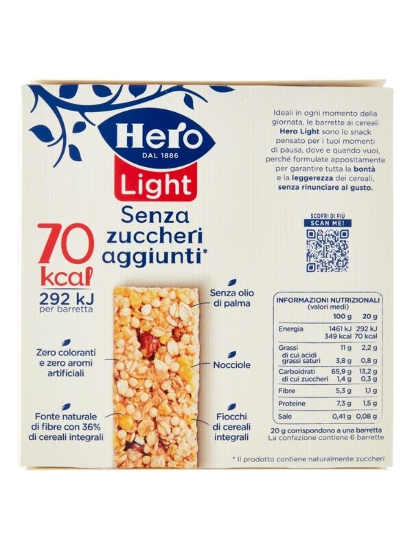 HERO LIGHT Barrette Alla Nocciola 6X20G