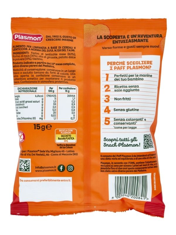 PASMON I Paff Lenticchie E Patate Dolci 15G