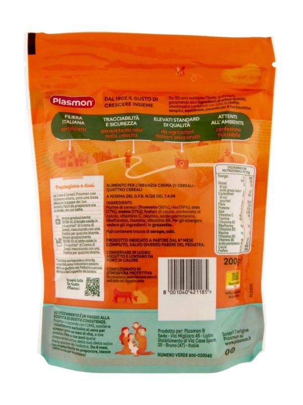 PLASMON Getreidecreme Vier Getreidearten 200G