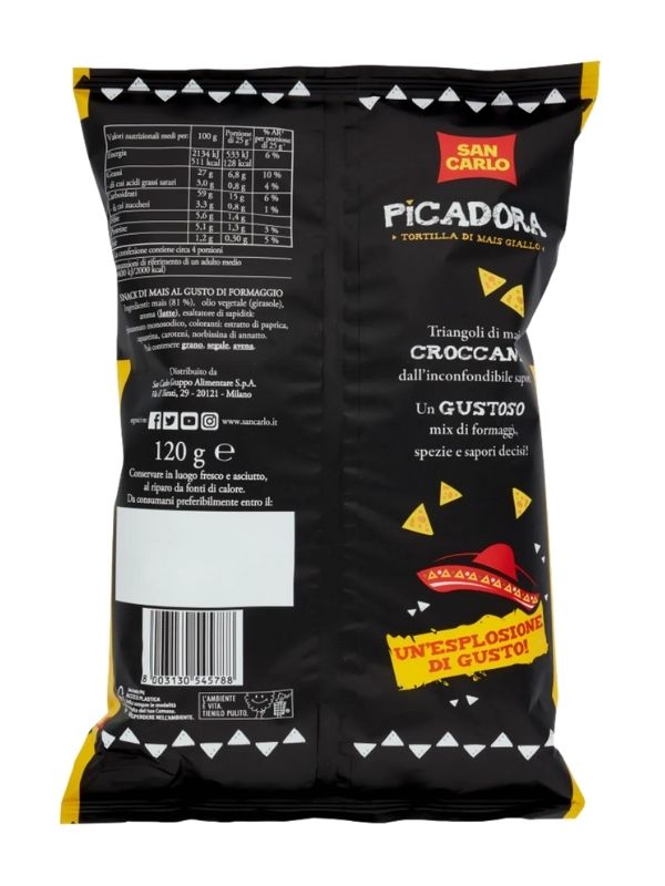 SAN CARLO Picadora Tortilla Di Mais Gusto Nacho Cheese 120G