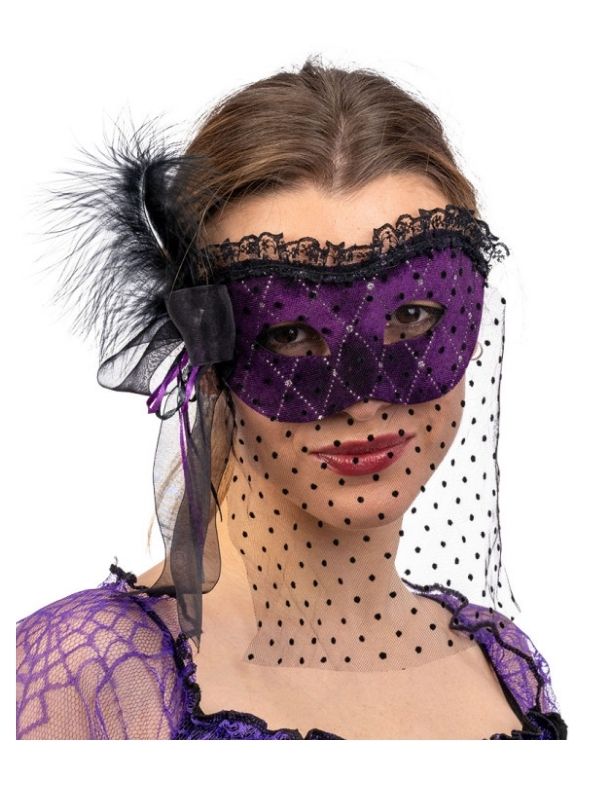 Accessorio Halloween Maschera In Vellutino Viola 
