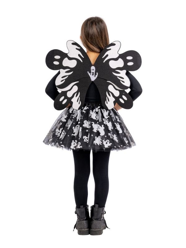 Costume Halloween Set Fantasmino Bimba Con Tutù E Ali 