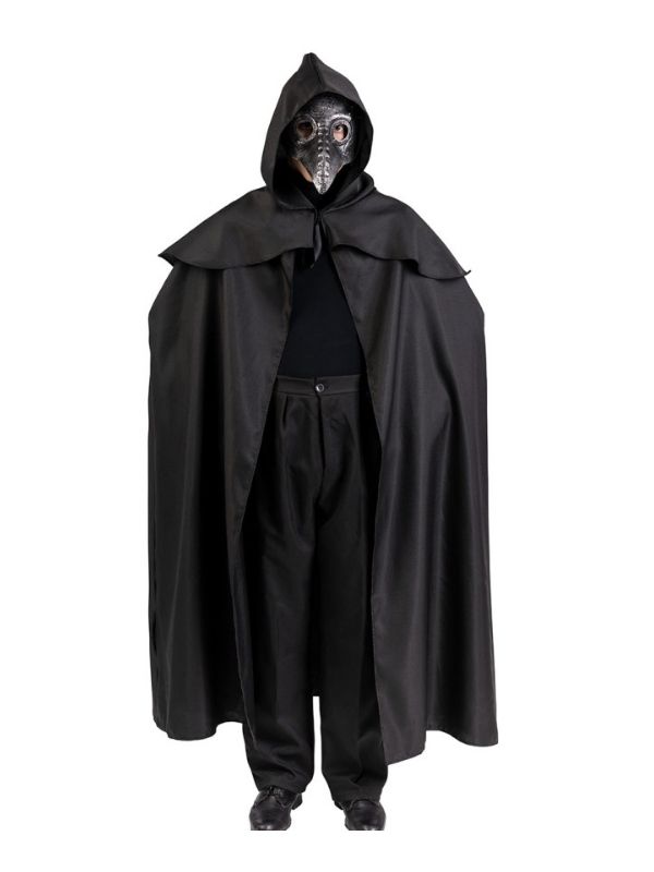 Costume Halloween Set Medico Della Peste Adulto Con Mantello 130Cm E Maschera 