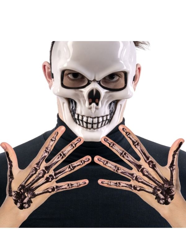Accessorio Halloween Tatuaggi Finti Con Ossa Mano 