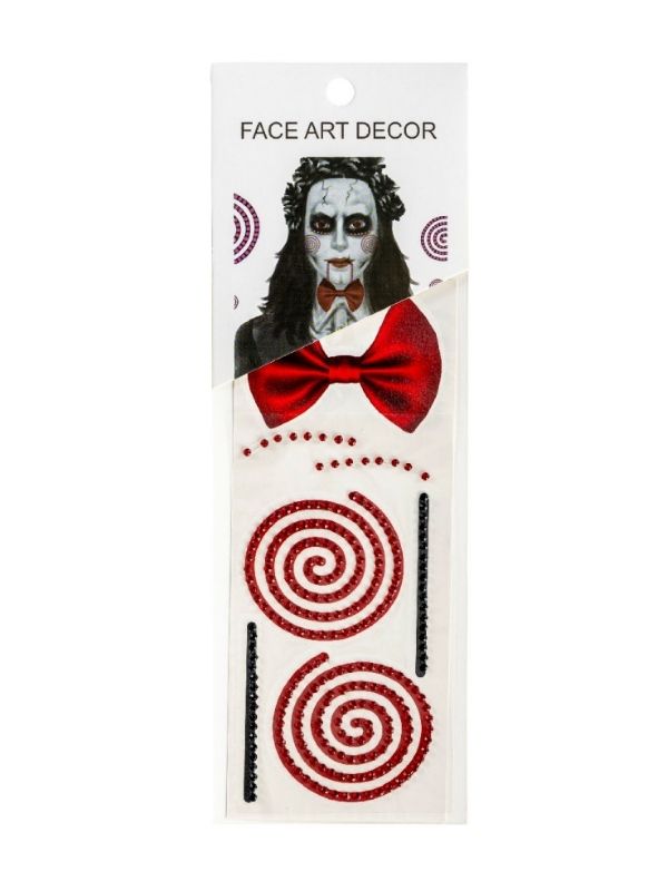 Accessorio Halloween Tatuaggi Finti Per Viso Spirale Con Strass E Papillon 