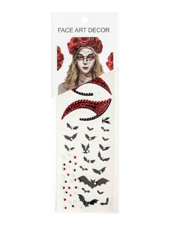 Accessorio Halloween Tatuaggi Finti Pipistrelli Con Strass 